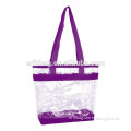 Clear ZIPPER Tote with Color Trim And Bottom